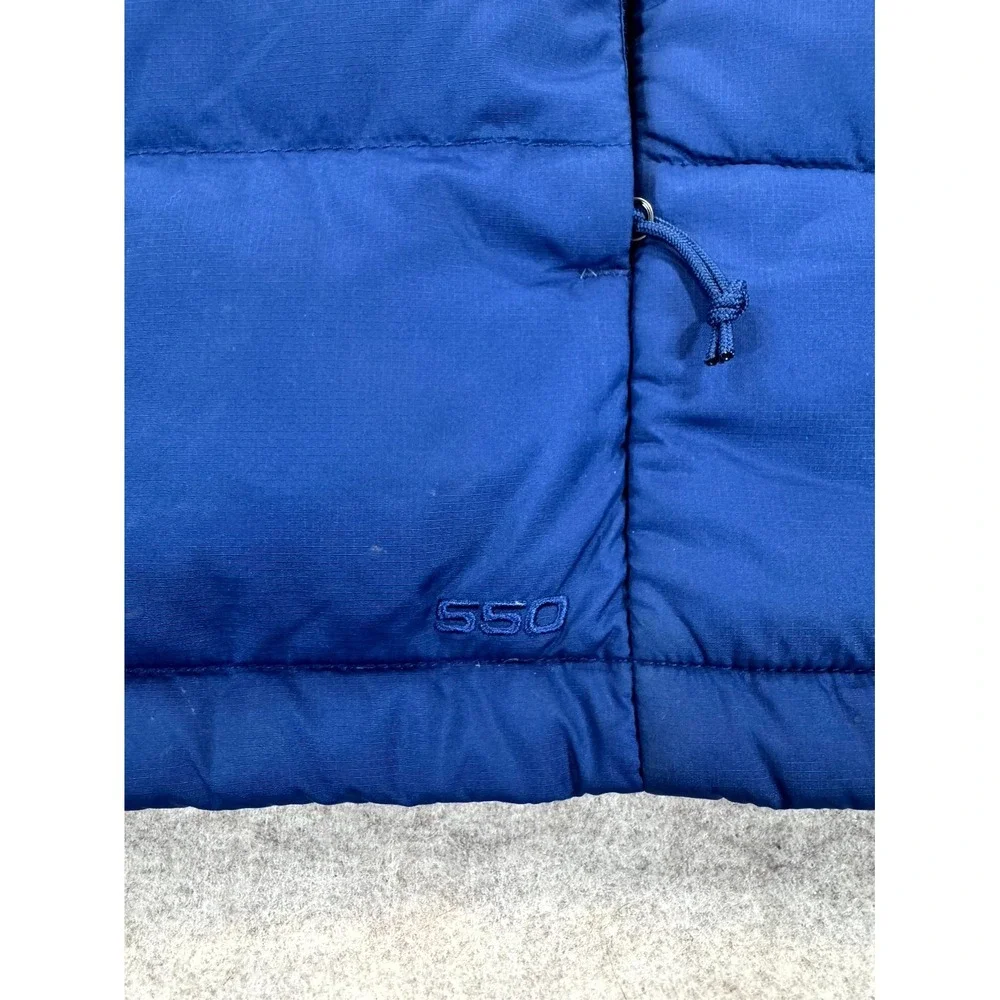 The North Face 550 Down Puffer Vest Mens Large Blue Embroidered Logo Full Zip
